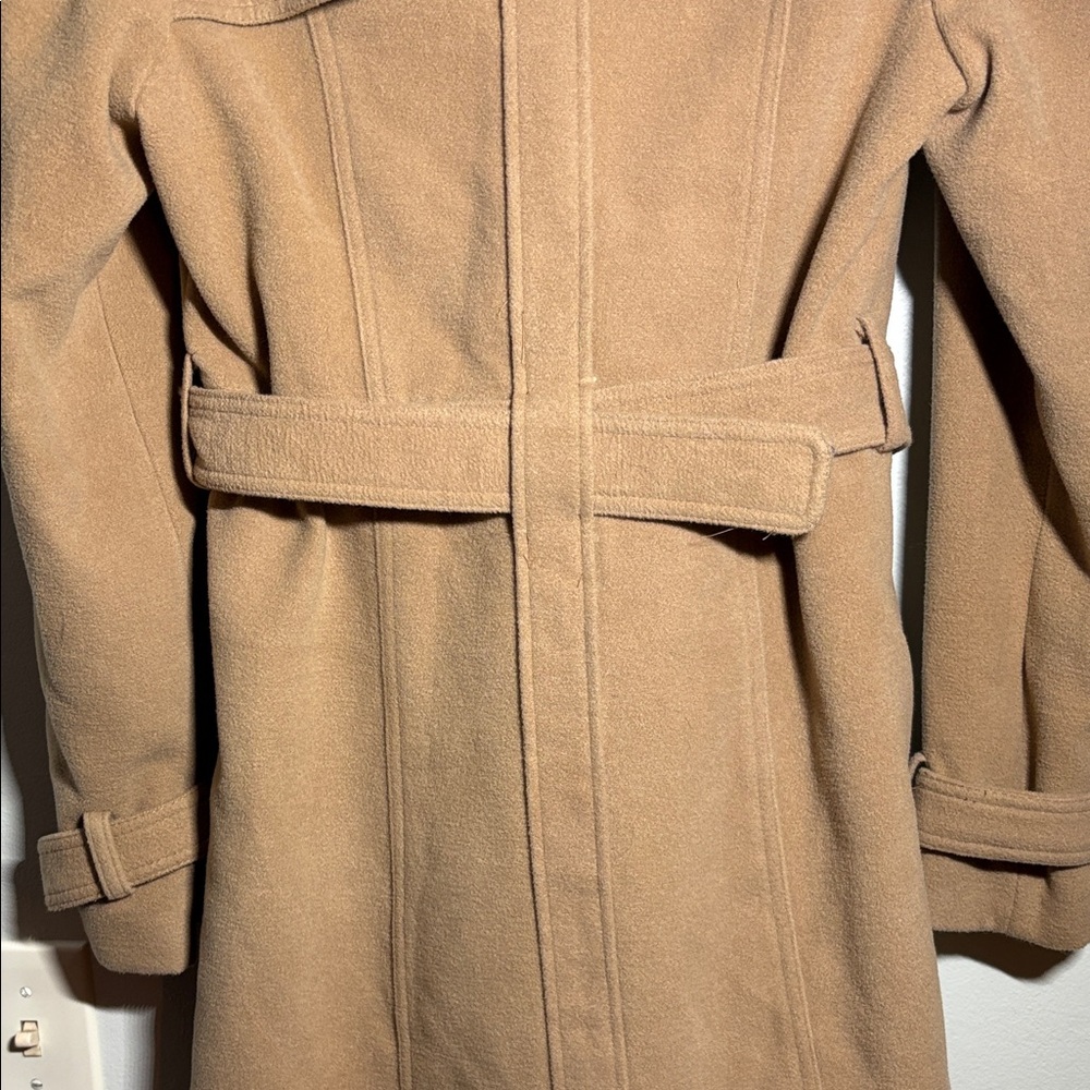 Steve Madden faux wool Women's Tan Double-Breasted winter trench coat S - Picture 6 of 8